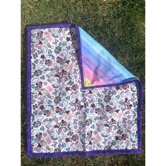 Mini Mouse & Unicorns Doll Quilt/Car Seat Snuggy 21x19 inches - Picture 1 of 3